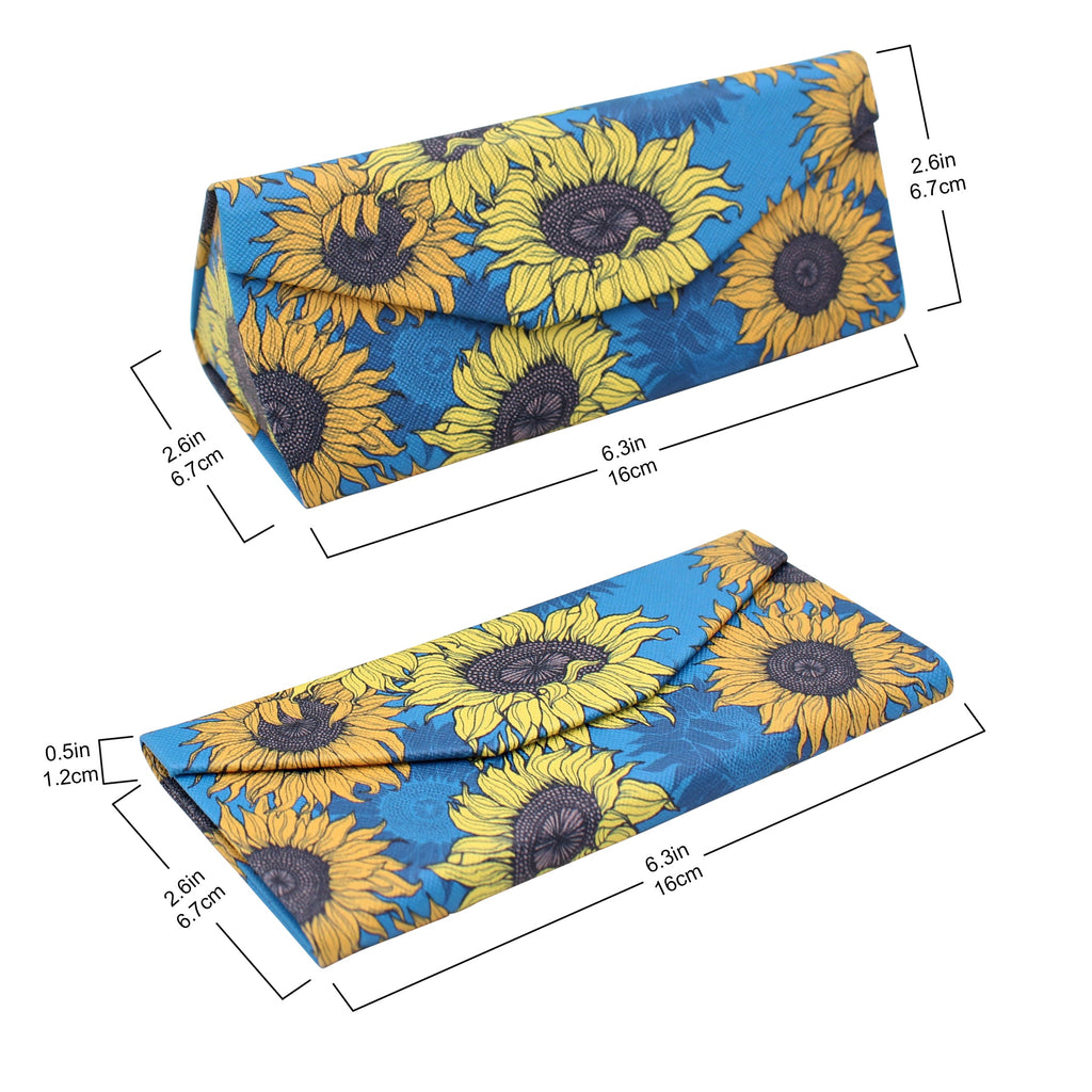 Sunflowers Print Vegan Leather Glasses Case