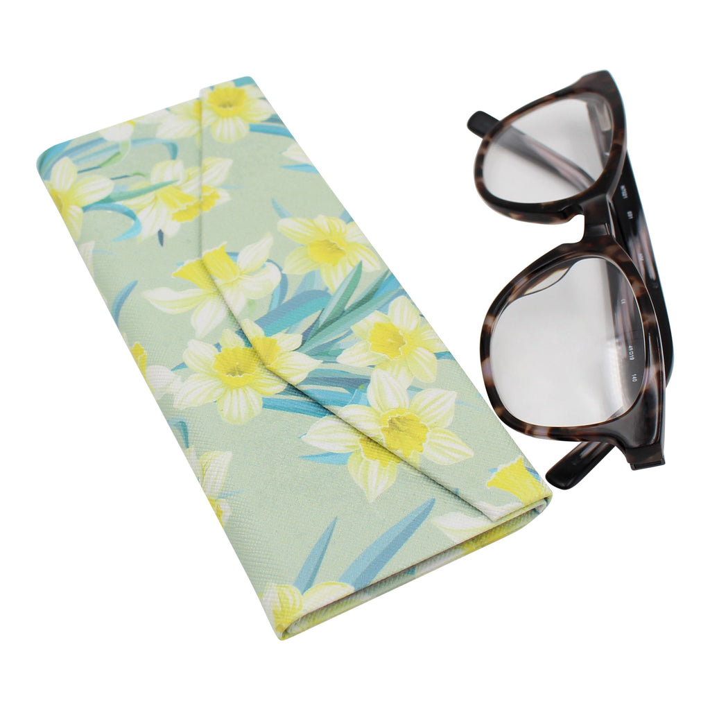 Daffodil Print Vegan Leather Glasses Case