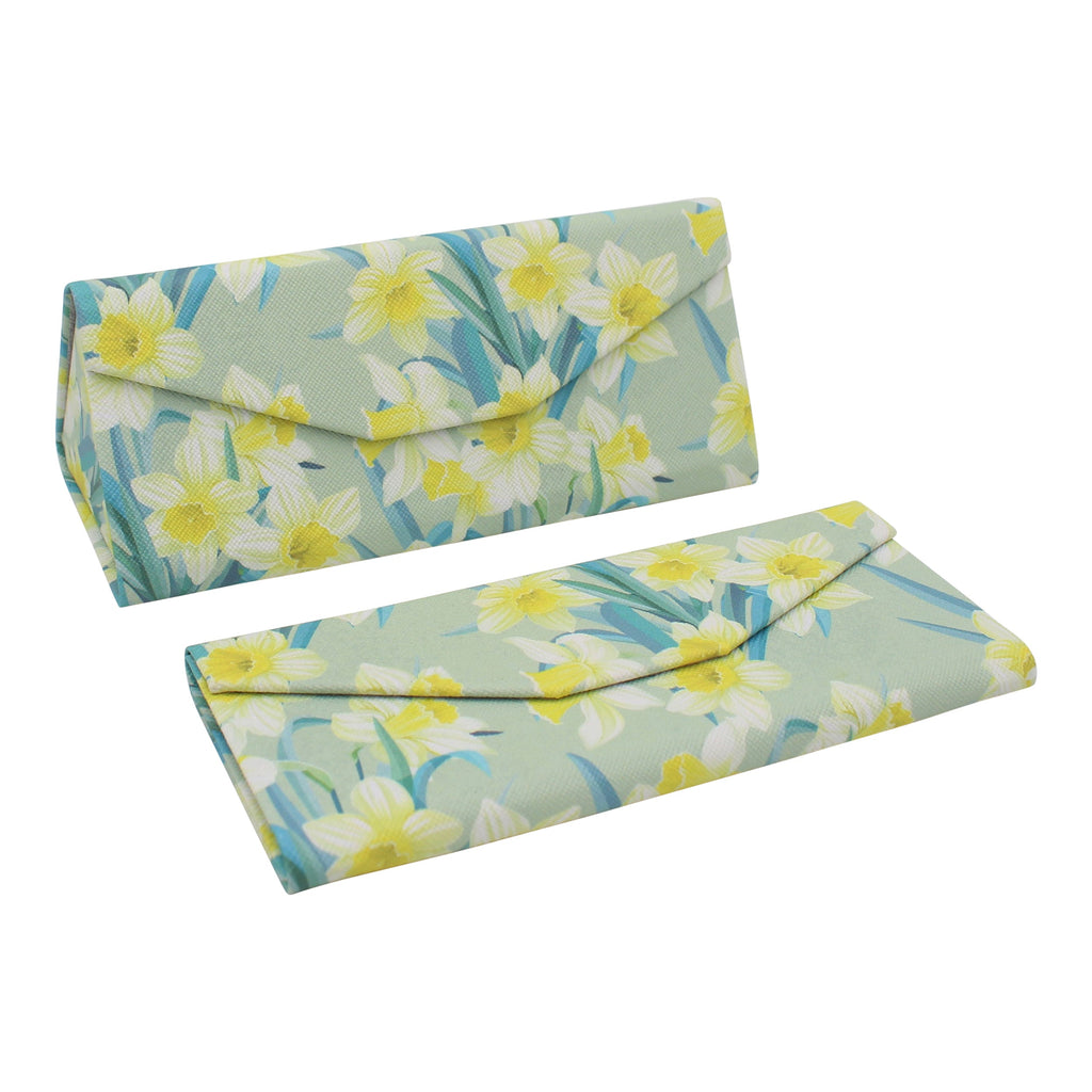 Daffodil Print Vegan Leather Glasses Case
