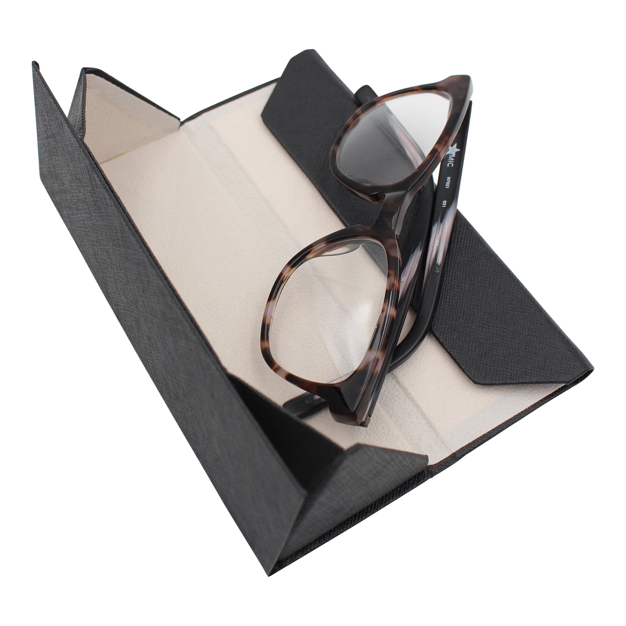 Small Black Vegan Leather Glasses Case
