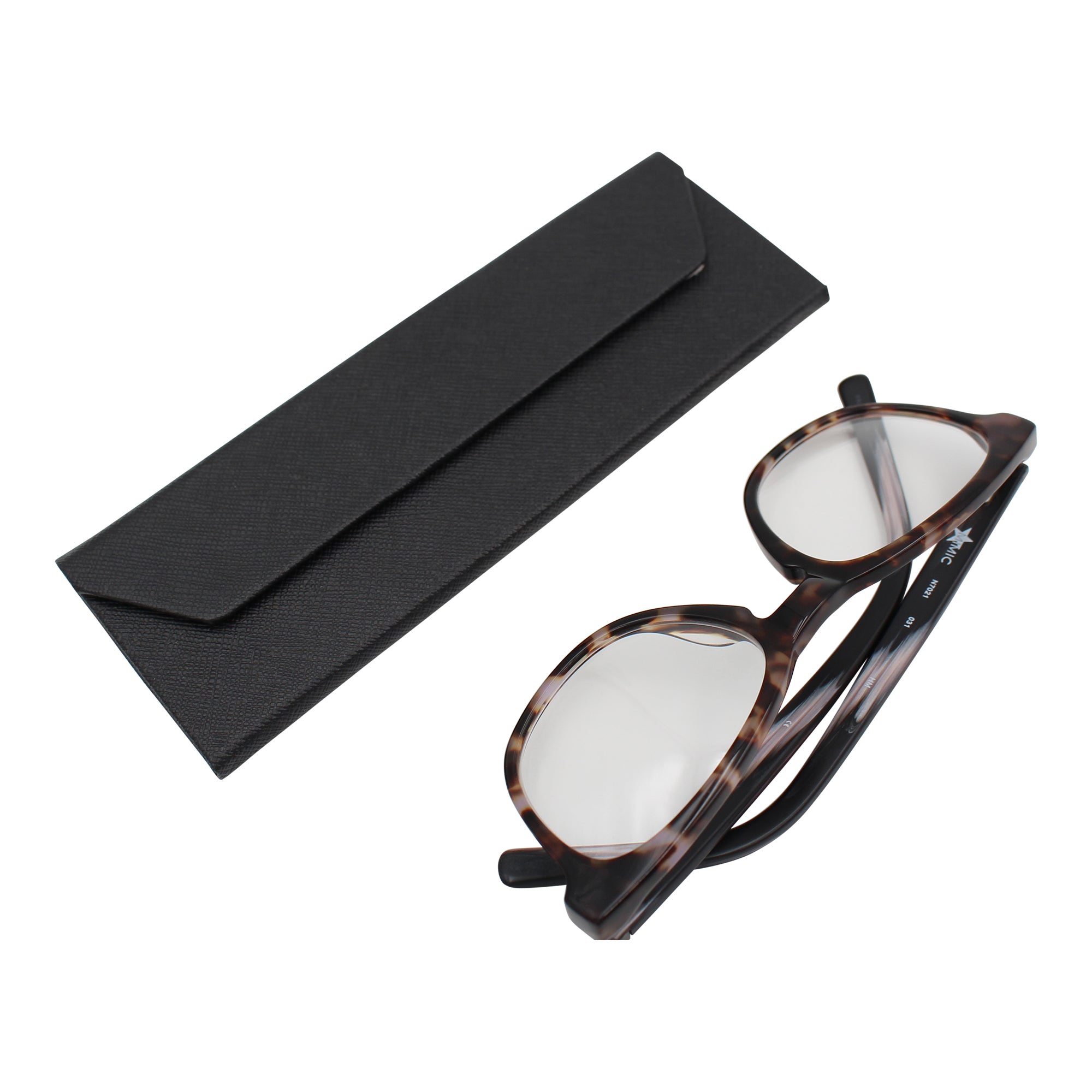 Small Black Vegan Leather Glasses Case