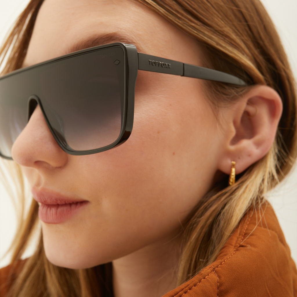 TopFoxx Rayz Black Square Sunglasses