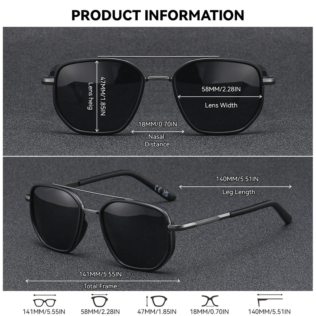 BARCUR Polarized Polygon Sunglasses – UV400 Men's