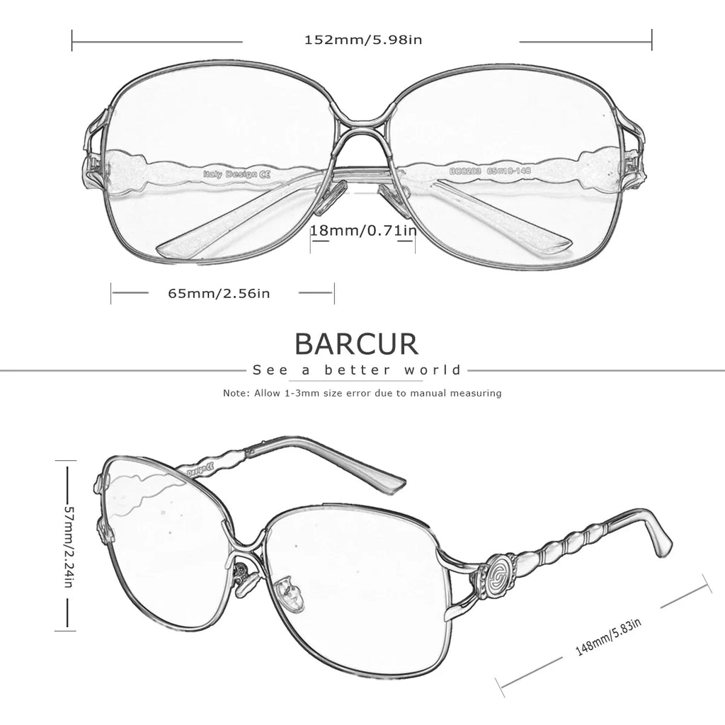 BARCUR Women's Oversized Polarized UV400 Sunglasses