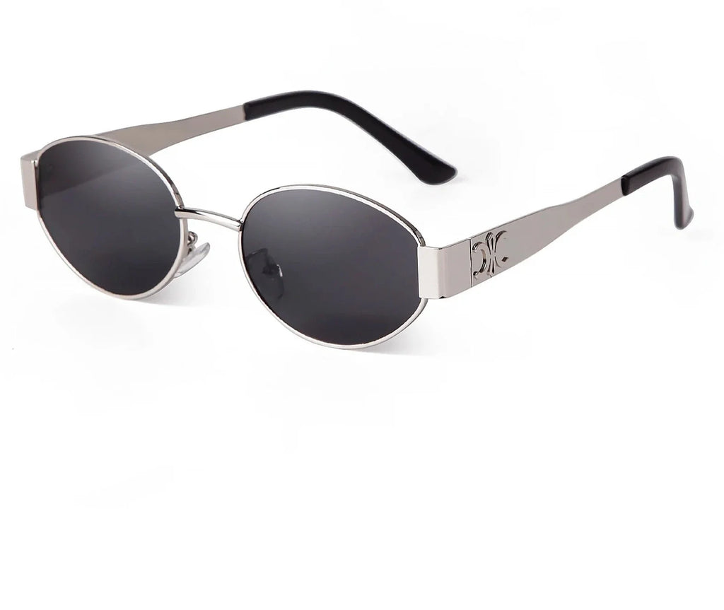 Retro Metal Frame Oval Sunglasses for Women — UV400