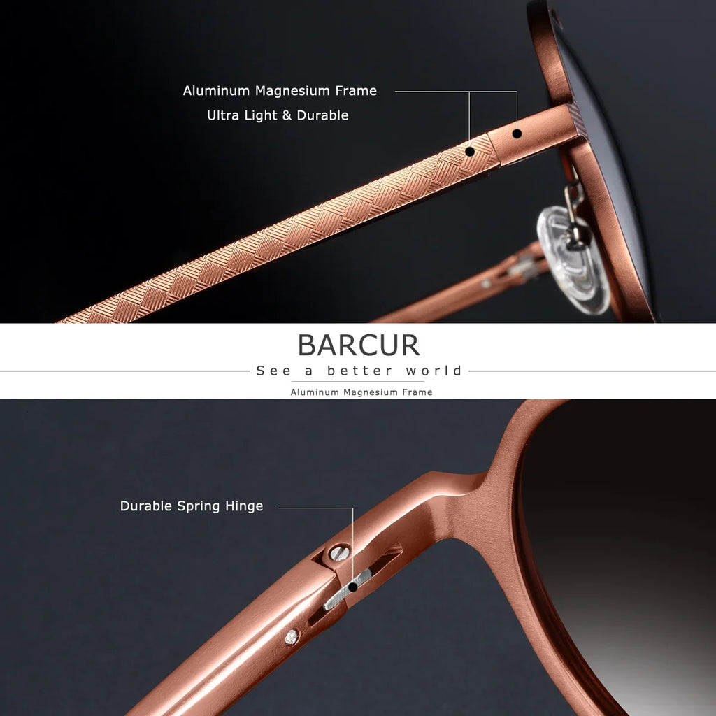 Stevvex BARCUR retro round polarized sunglasses with UV400 protection, trendy design, and stylish round frames.
