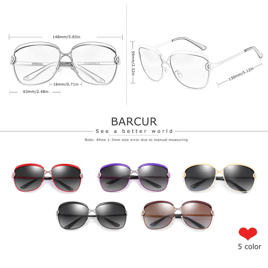 BARCUR Fashion Polarized Metal Frame UV400 Sunglasses