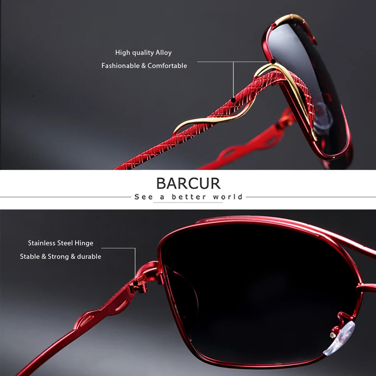 BARCUR Vintage Polarized Round Fashionable Women's Sunglasses