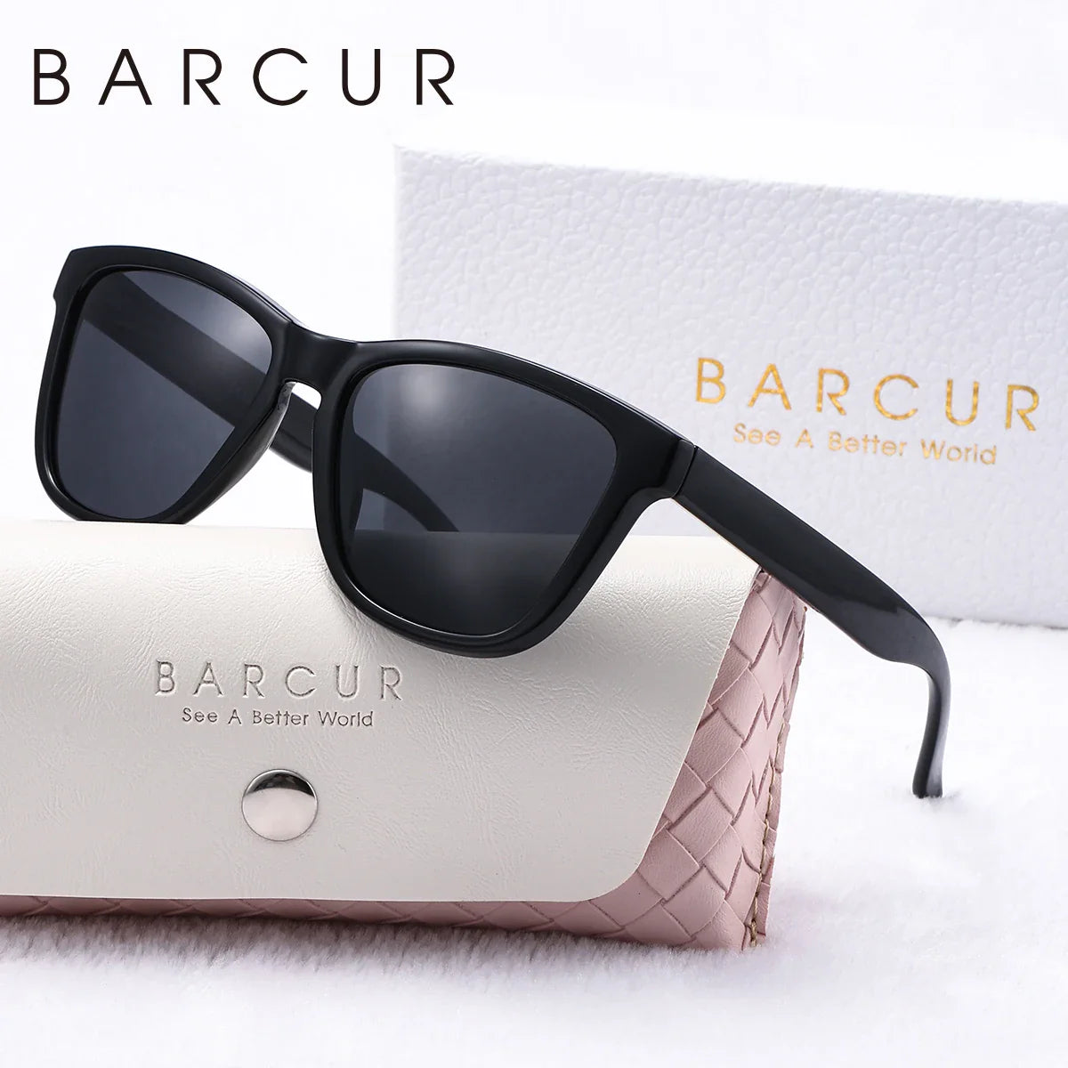 Stevvex BARCUR fashion transparent sunglasses with polarized UV400 lenses and sleek design, featuring clear frame and tinted lenses.