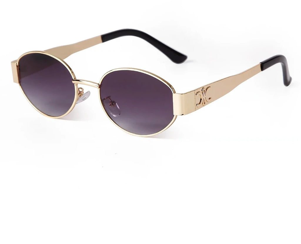 Retro Metal Frame Oval Sunglasses for Women — UV400