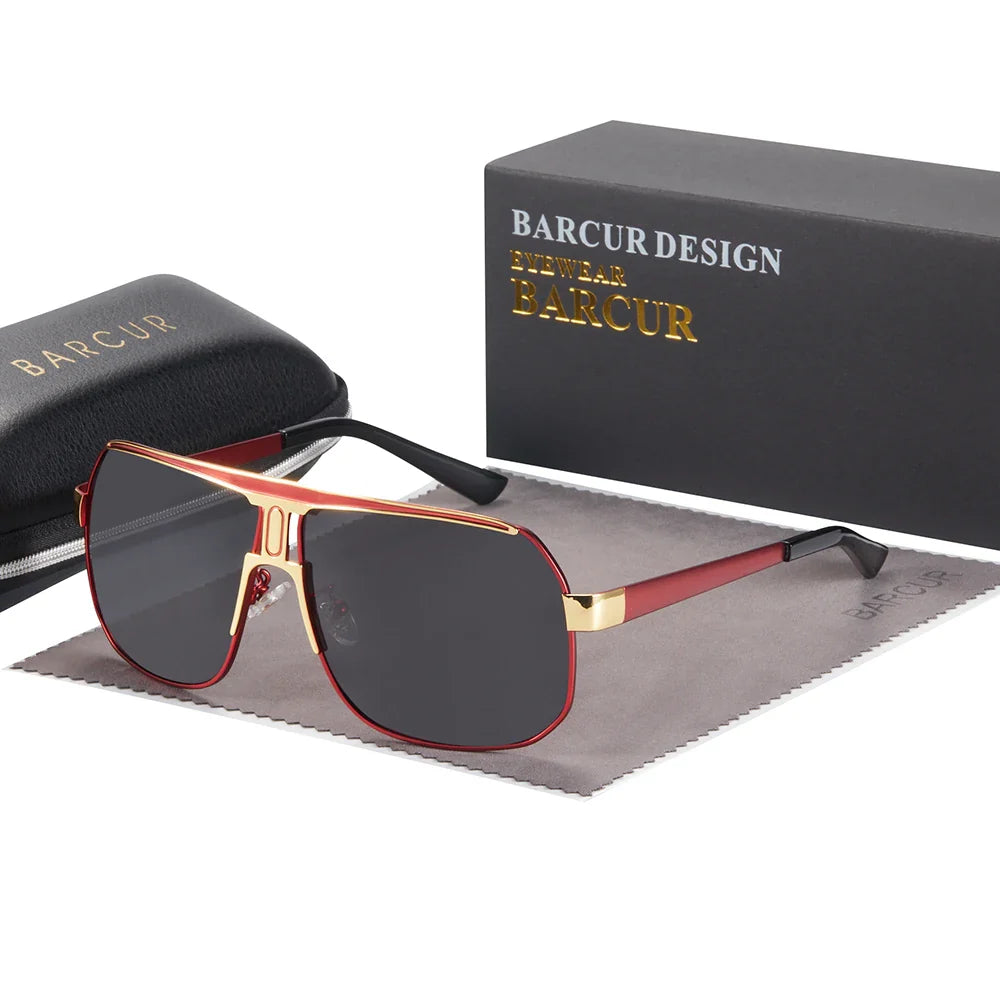 Stevvex BARCUR polarized UV400 gradient sunglasses with dark tinted lenses and sleek black frame.