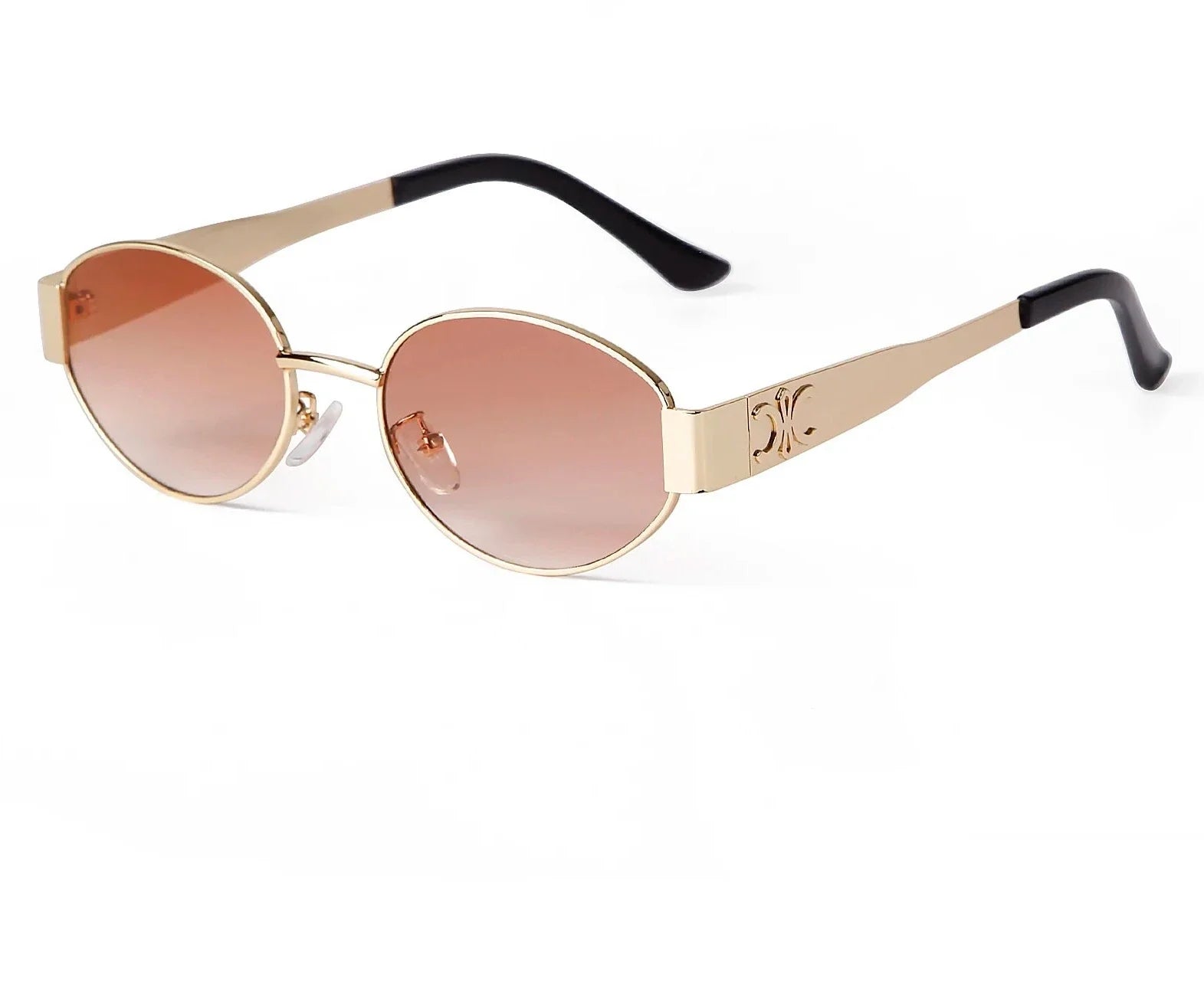 Retro Metal Frame Oval Sunglasses for Women — UV400