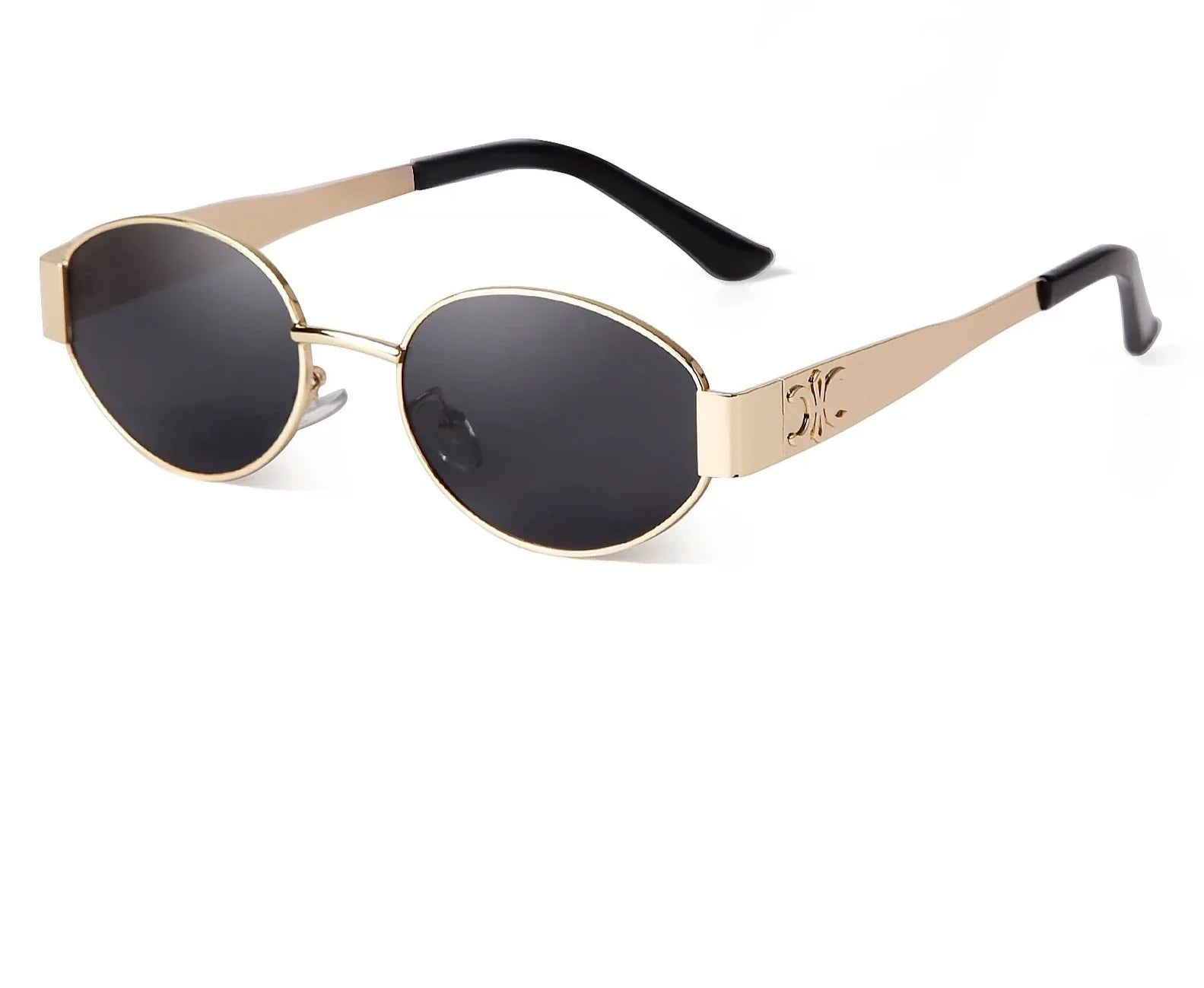 Retro Metal Frame Oval Sunglasses for Women — UV400