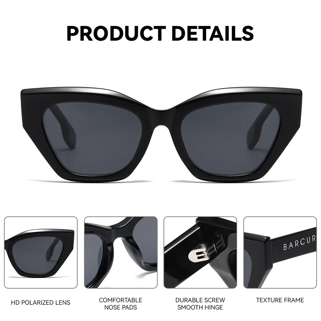 Stylish women's Stevvex polarized UV400 sunglasses with thick PC frame, fashionable design, and UV protection.