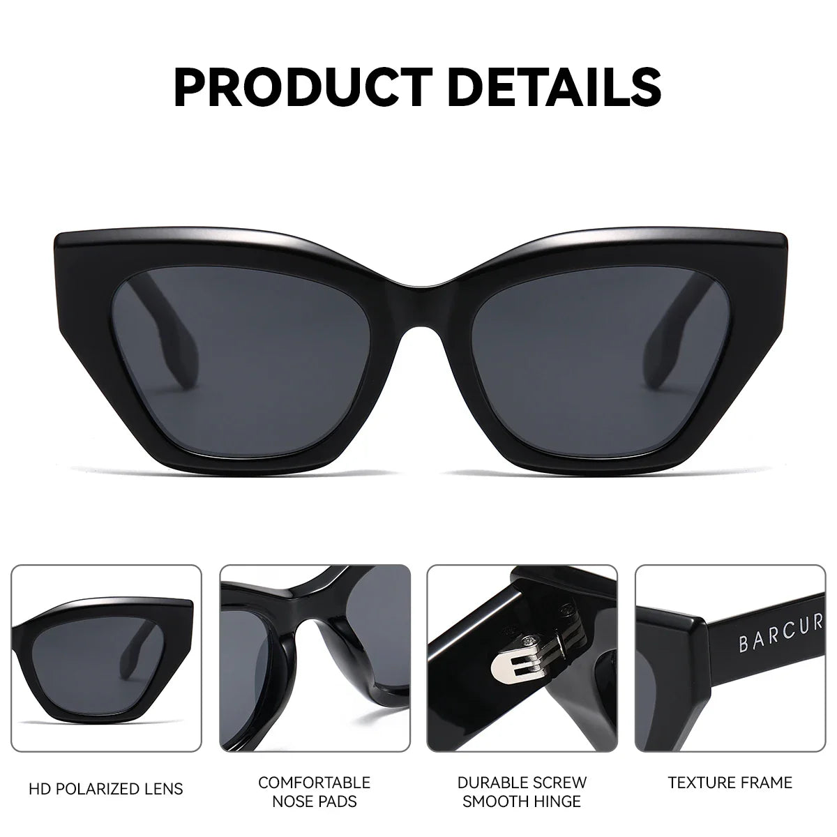 Stylish women's Stevvex polarized UV400 sunglasses with thick PC frame, fashionable design, and UV protection.