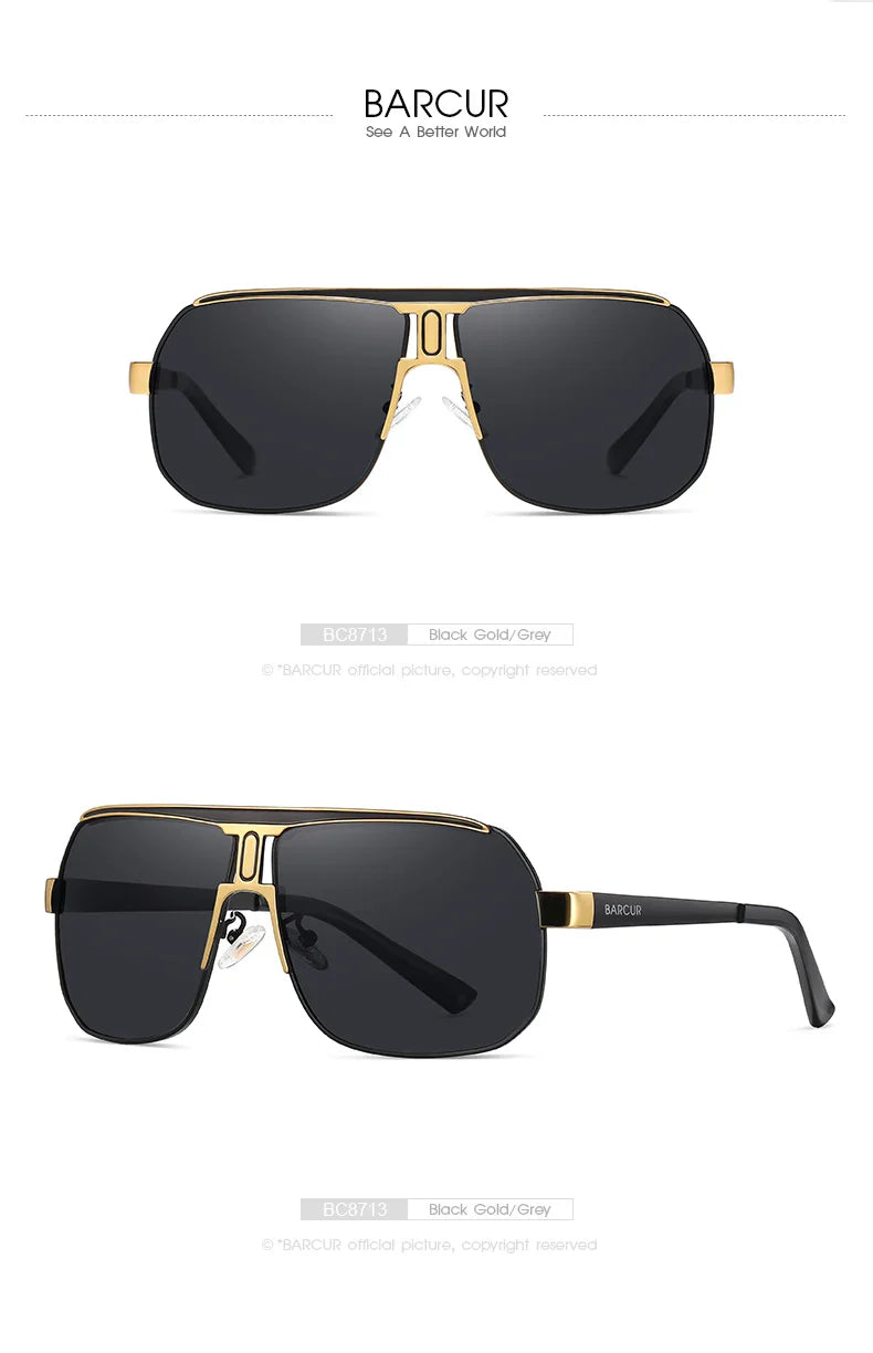 BARCUR Polarized Oval Sunglasses – UV400 Men's
