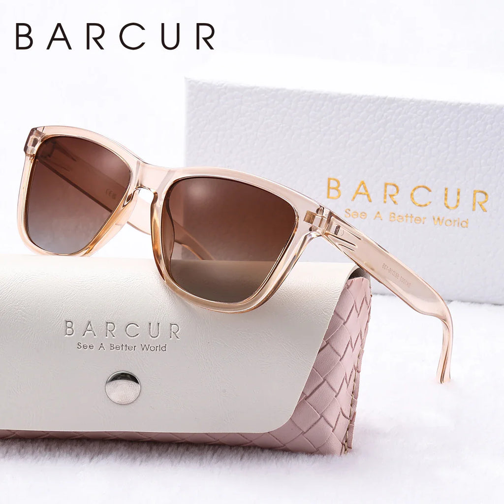 Stevvex BARCUR fashion transparent polarized UV400 sunglasses with sleek design and clear frame, providing UV protection.