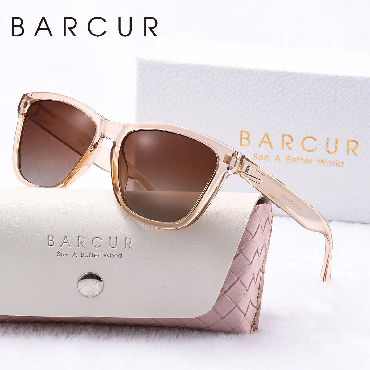 Stevvex BARCUR fashion transparent polarized UV400 sunglasses with sleek design and clear frame, providing UV protection.