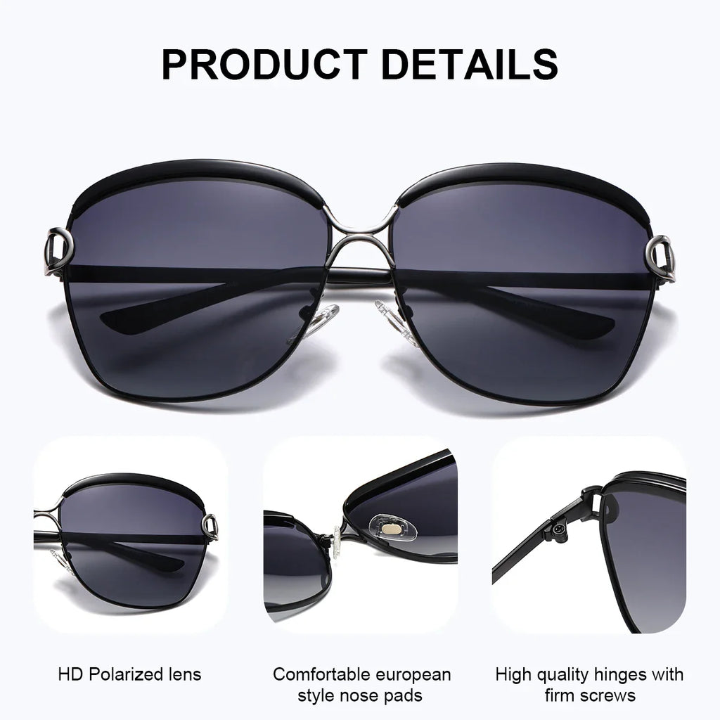 BARCUR Fashion Polarized Metal Frame UV400 Sunglasses