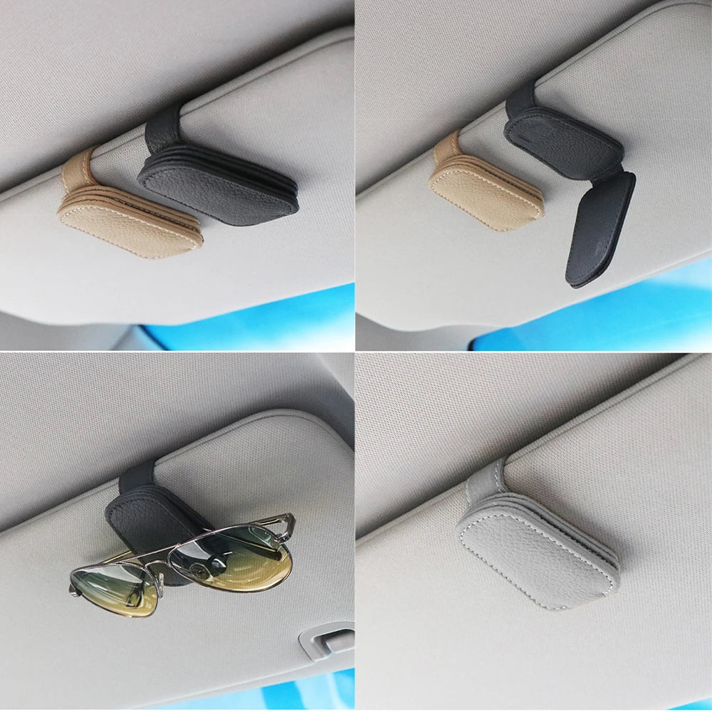 Econic Blanks universal car sun visor sunglasses clip holding sunglasses on a vehicle sun visor.