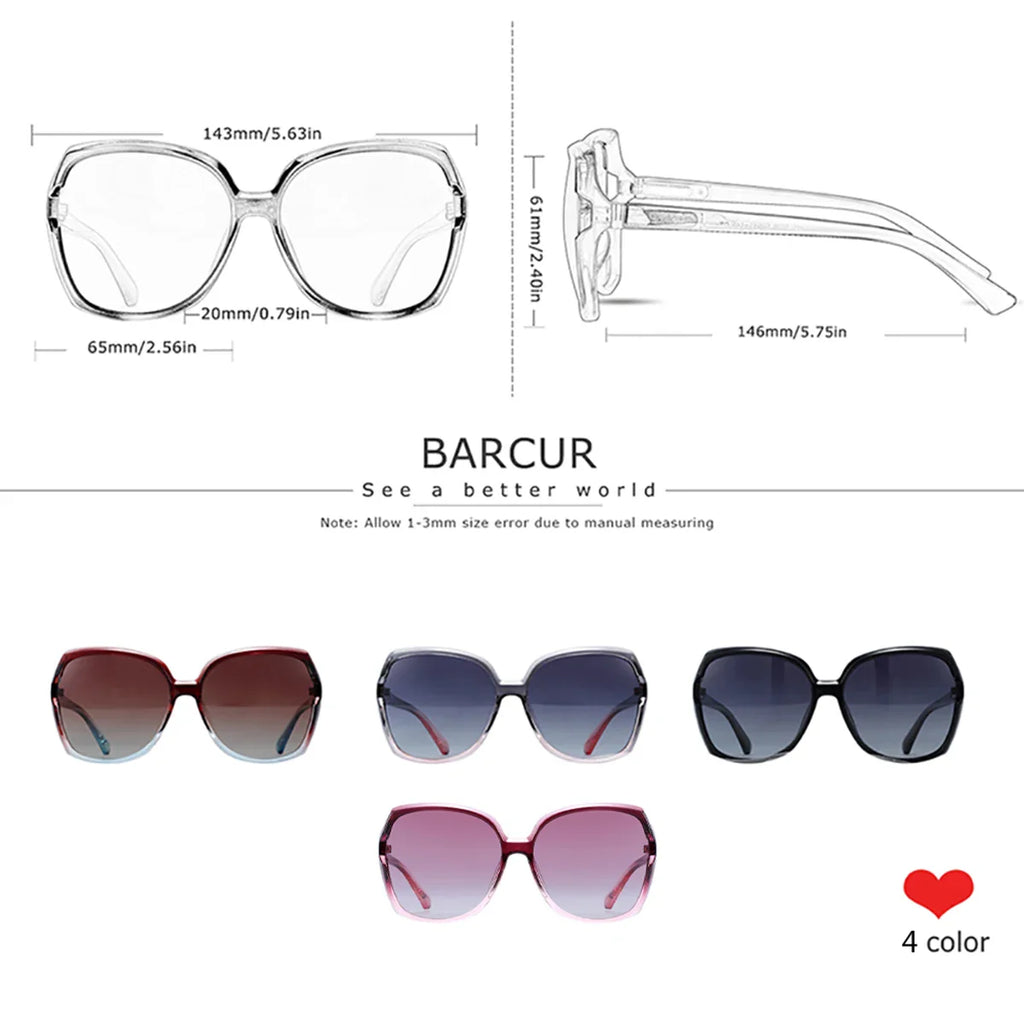 Stevvex BARCUR oversized polarized UV400 sunglasses with dark tinted lenses and thick black frames.