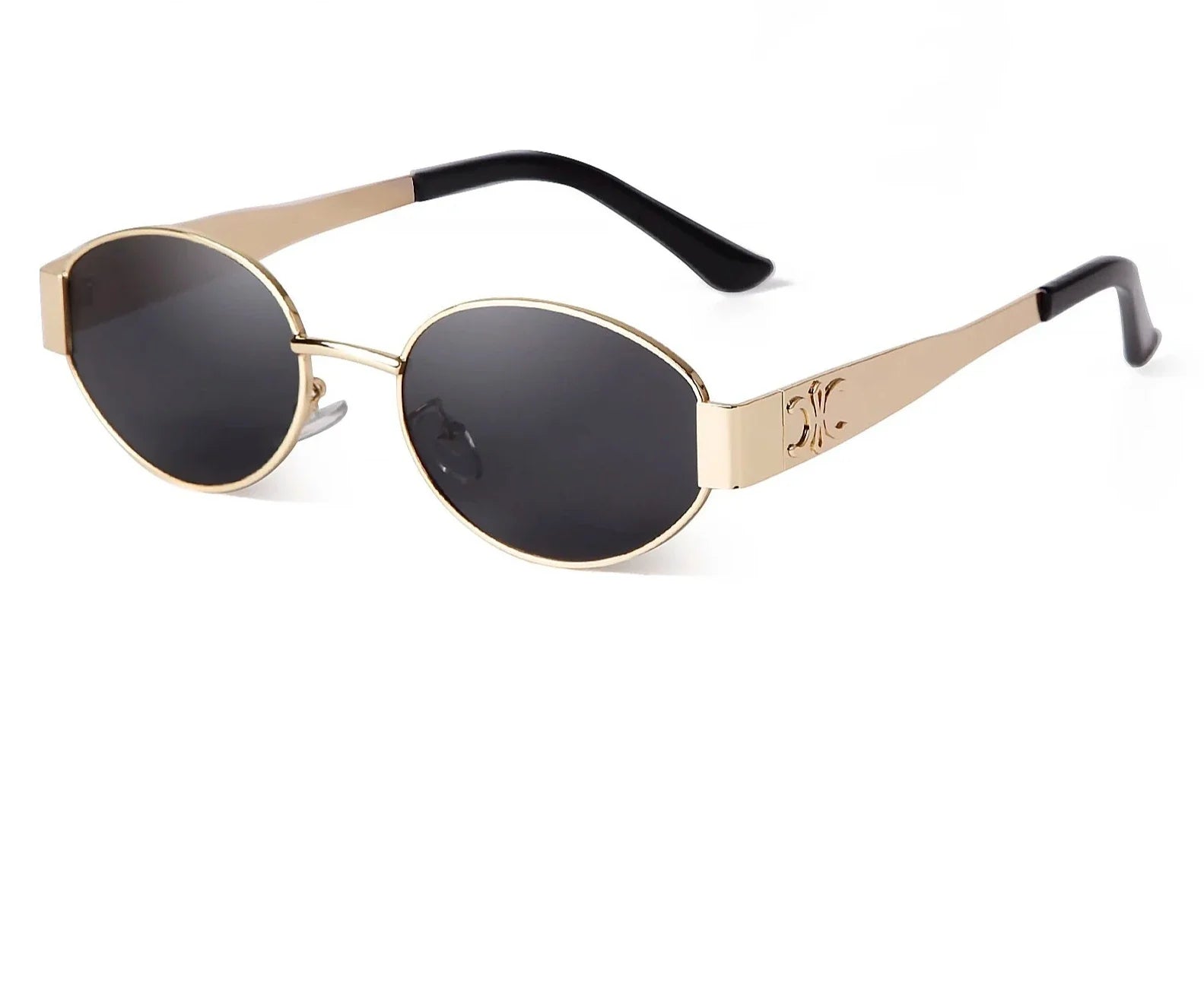 Retro Metal Frame Oval Sunglasses for Women — UV400
