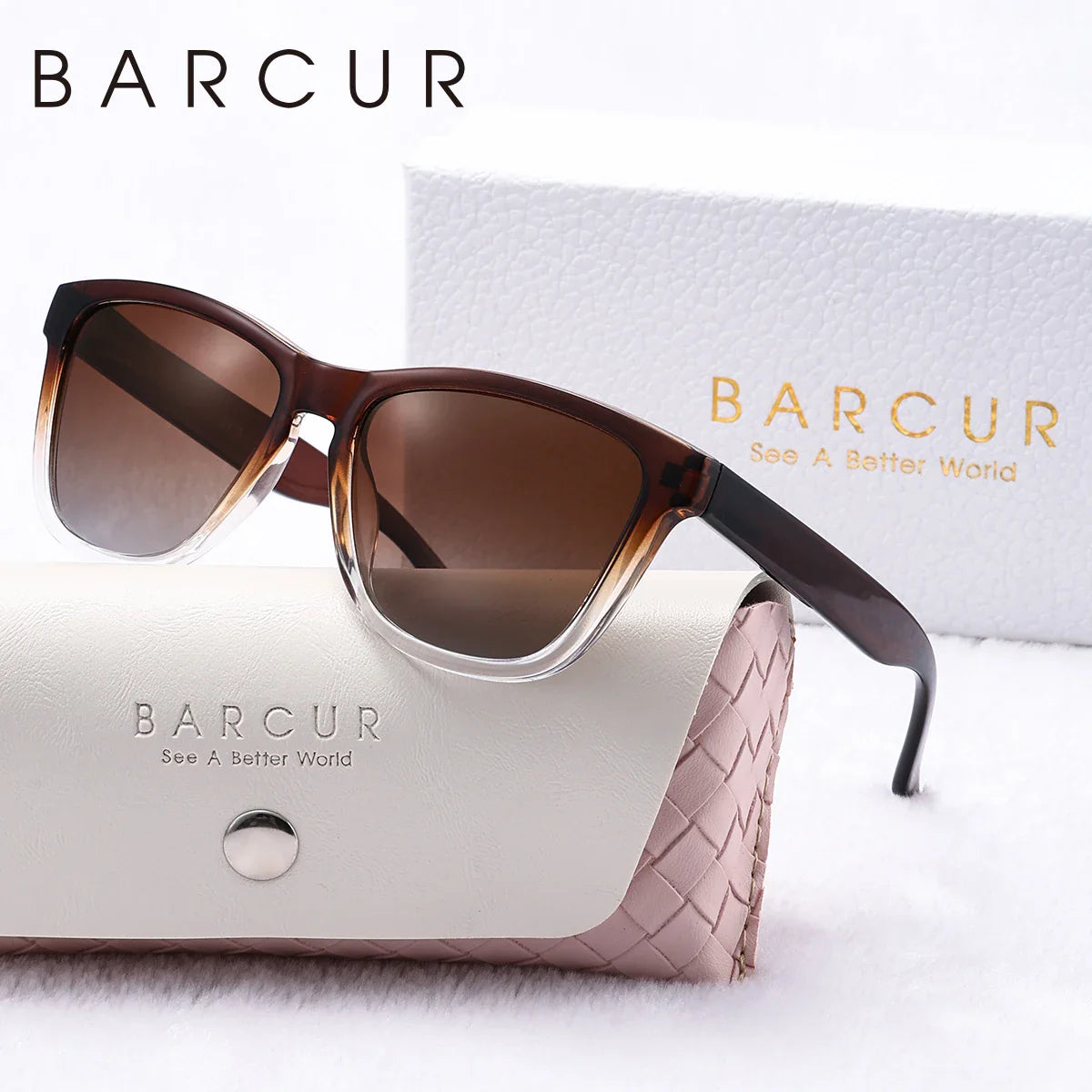 Stevvex BARCUR transparent polarized UV400 sunglasses with clear frames and dark lenses, stylish and protective eyewear.