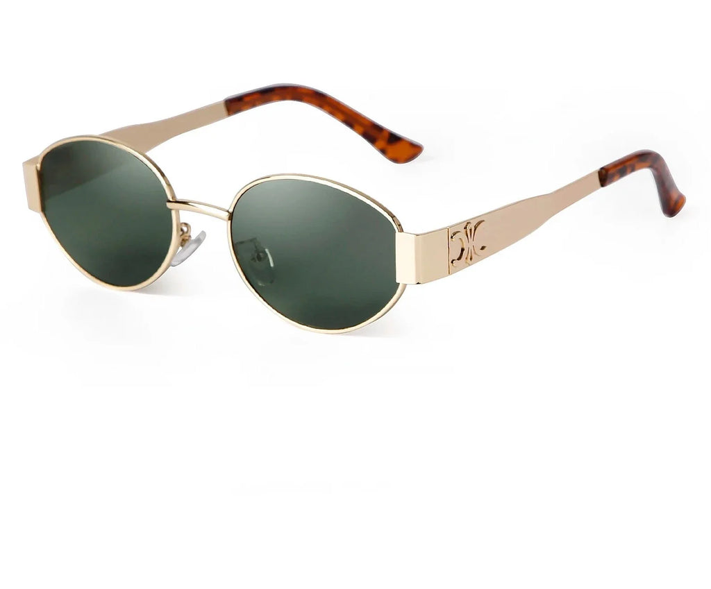 Retro Metal Frame Oval Sunglasses for Women — UV400