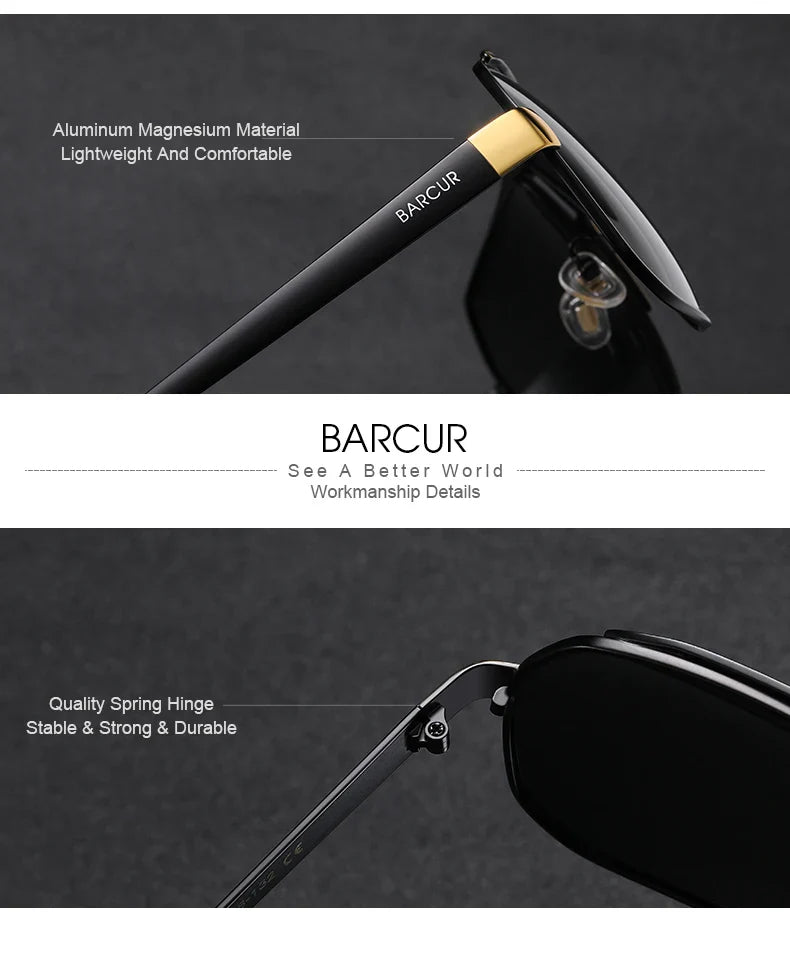 Stevvex BARCUR polarized UV400 gradient sunglasses with tinted lenses and sleek black frames, designed for stylish sun protection.
