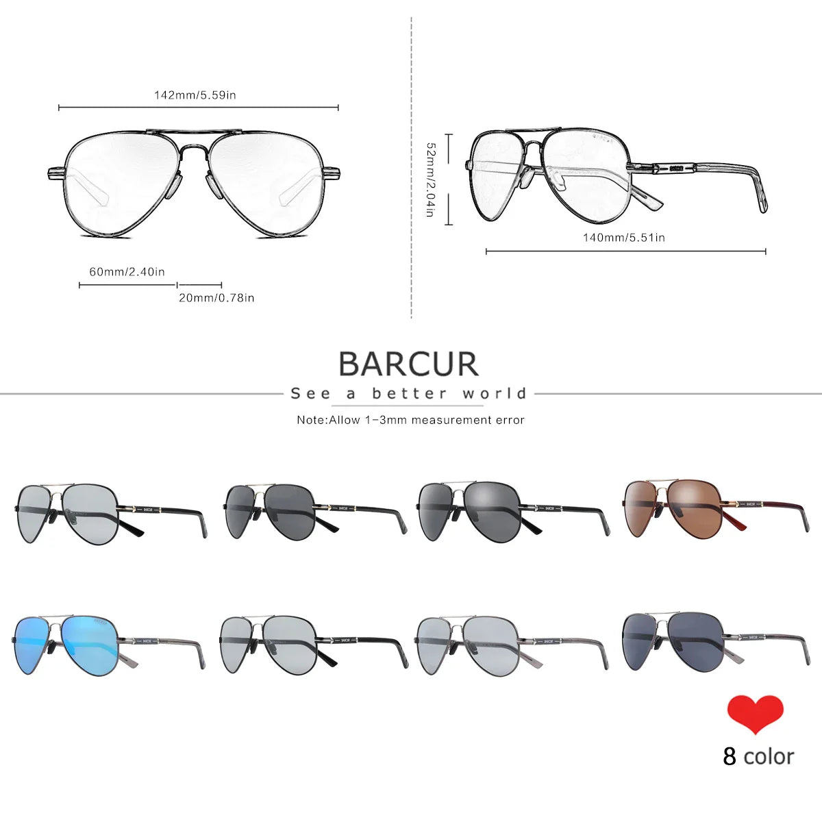 BARCUR Polarized Double Beam UV400 Sunglasses for Women