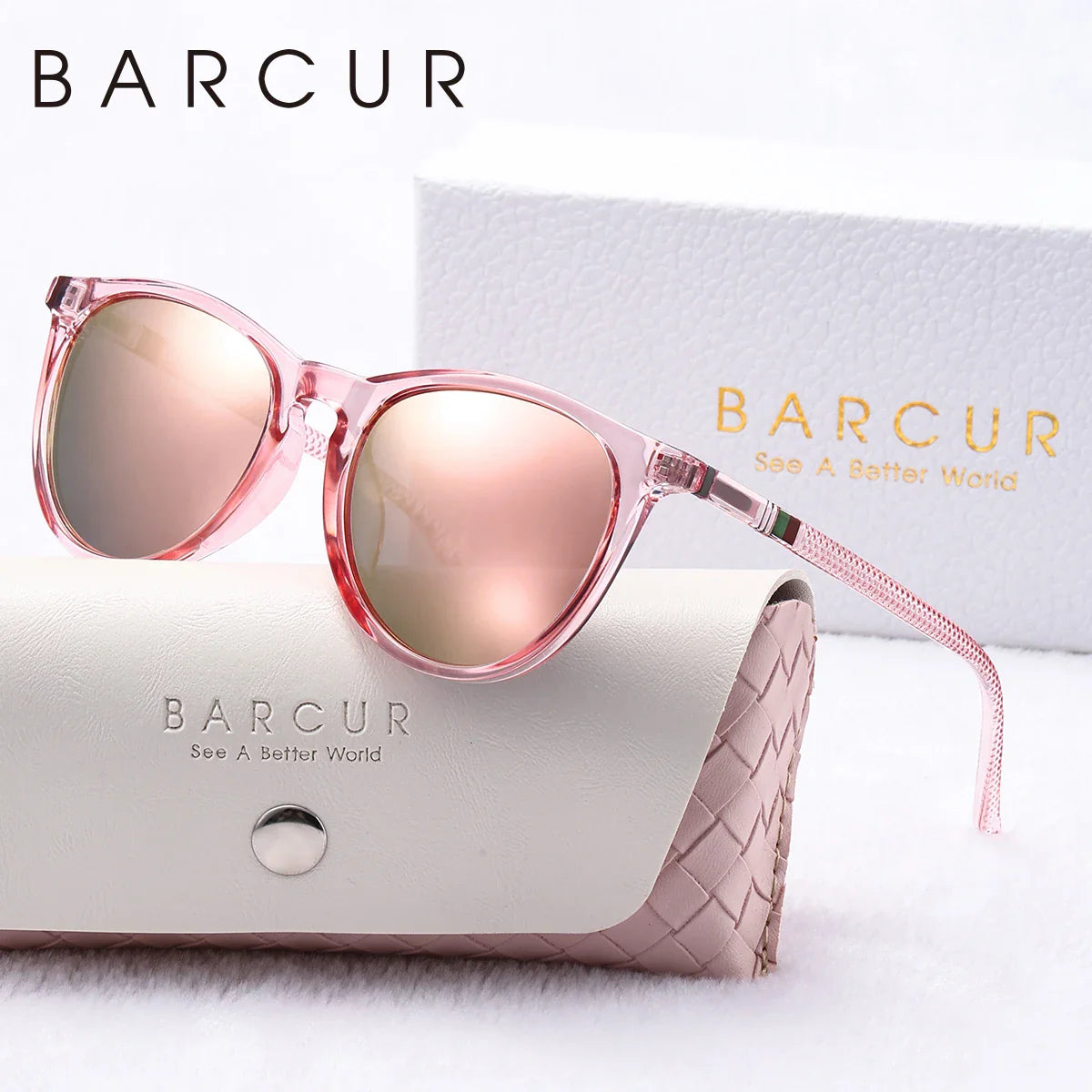 Stevvex BARCUR round polarized UV400 mirror sunglasses for women with reflective lenses and stylish frame.