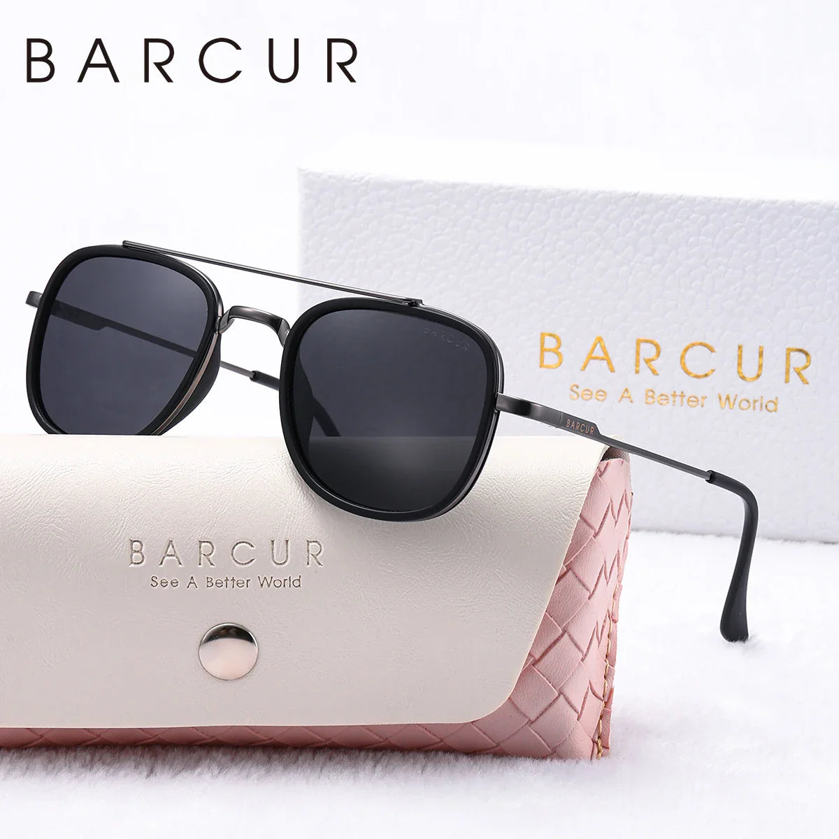 BARCUR Cool Oval Double Beam Polarized TAC Sunglasses