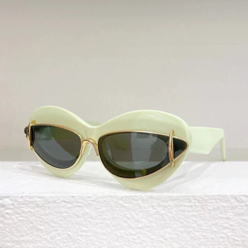 Oversized Cat Eye Sunglasses with Double Frame — UV400
