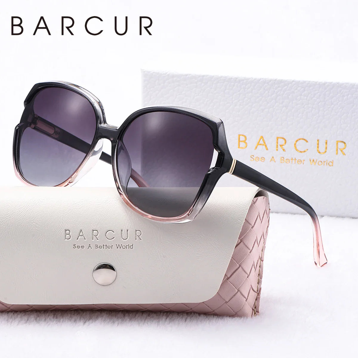 Stevvex BARCUR Gradient Butterfly Frame Polarized UV400 Sunglasses with tinted lenses and stylish butterfly-shaped frames.