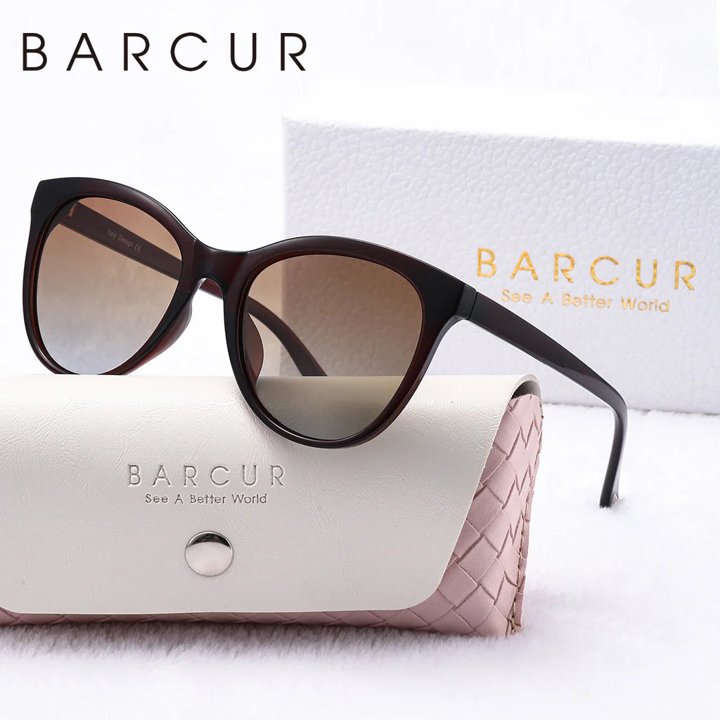Stevvex BARCUR women’s transparent cat eye polarized sunglasses with UV400 protection, stylish and lightweight for sunny days.