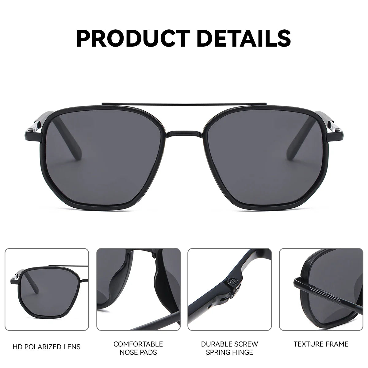 Stevvex BARCUR trendy polarized UV400 TAC sunglasses with sleek frame and tinted lenses, designed for fashionable sun protection.