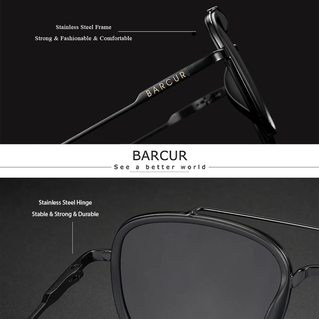 BARCUR Cool Oval Double Beam Polarized TAC Sunglasses