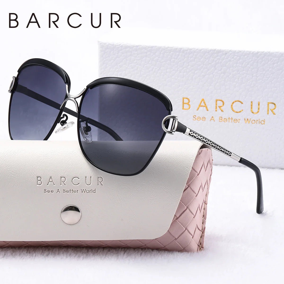 BARCUR Fashion Polarized Metal Frame UV400 Sunglasses
