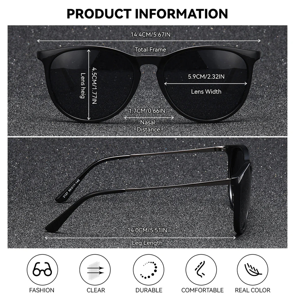 Stevvex BARCUR women’s leopard two-tone cat eye polarized UV400 sunglasses with stylish design and tinted lenses.