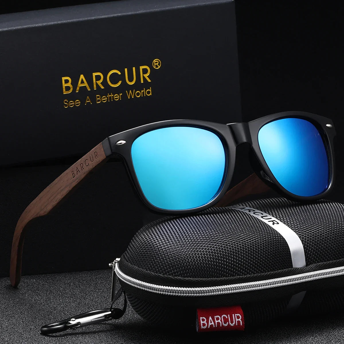 BARCUR Polarized Walnut Wood Sunglasses – UV400 Men's