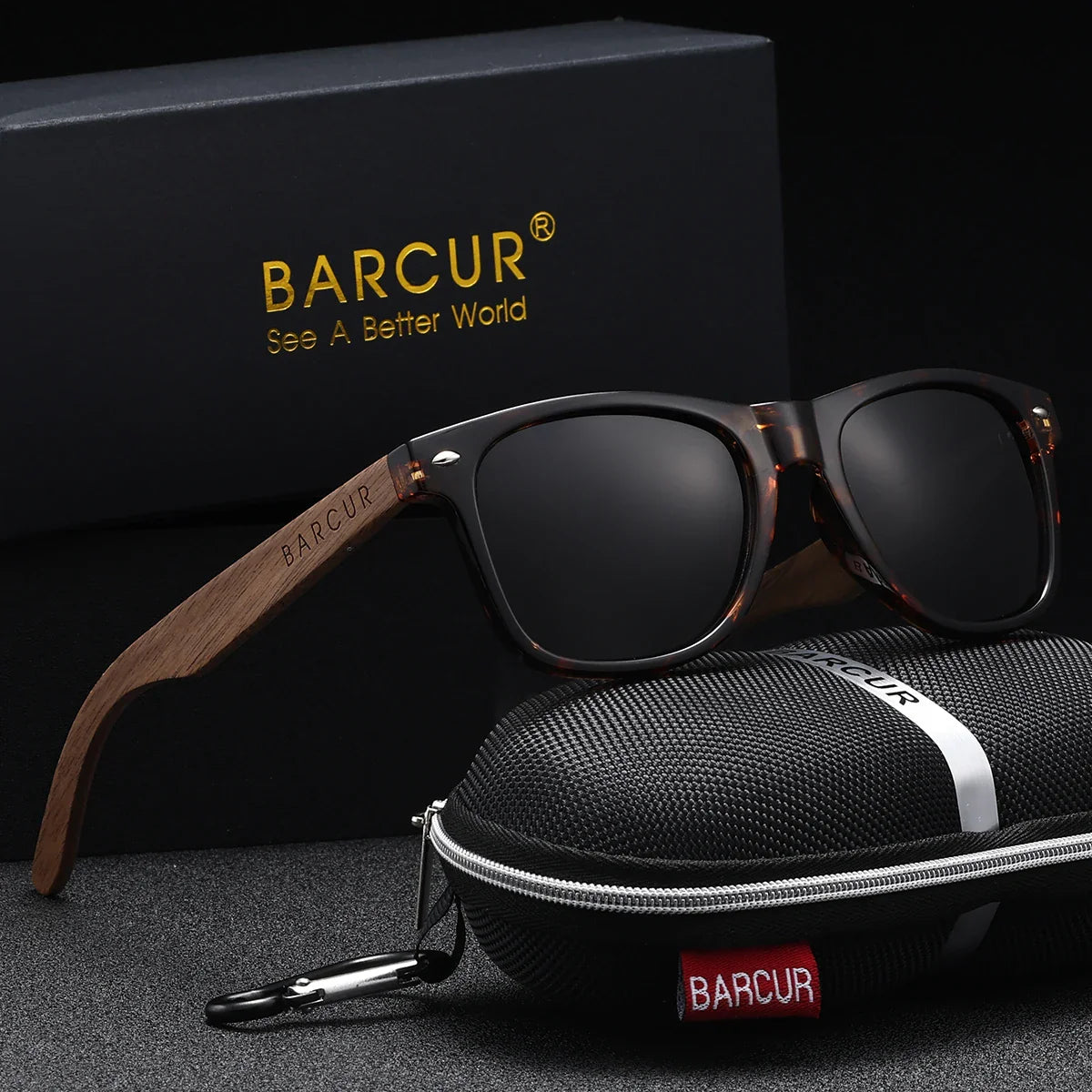 BARCUR Polarized Walnut Wood Sunglasses – UV400 Men's