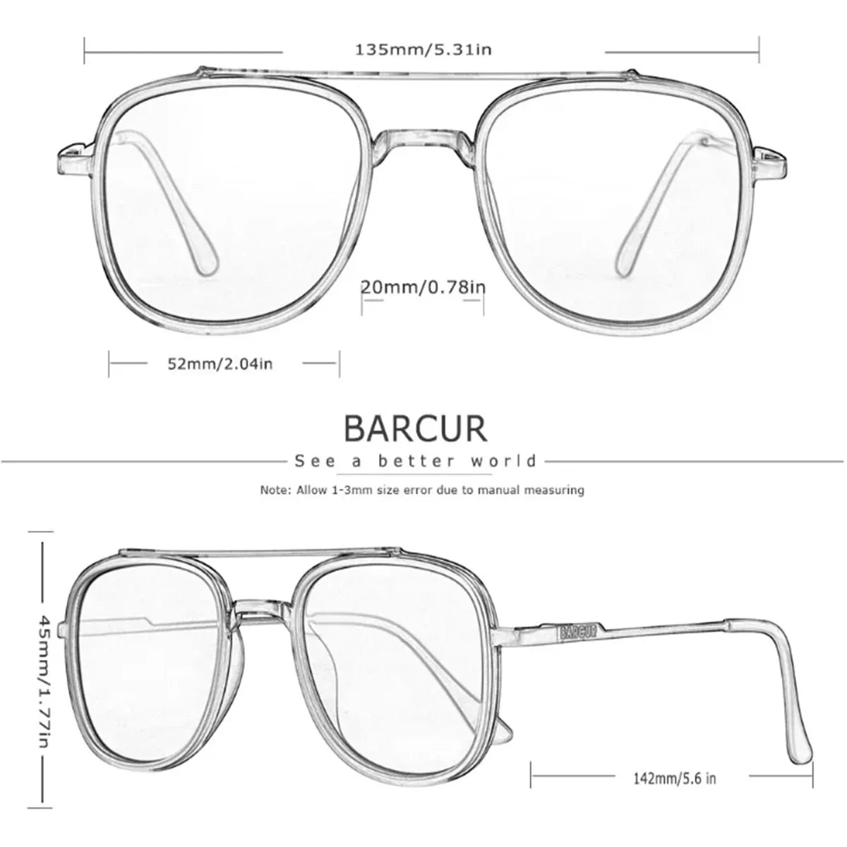 BARCUR Cool Oval Double Beam Polarized TAC Sunglasses