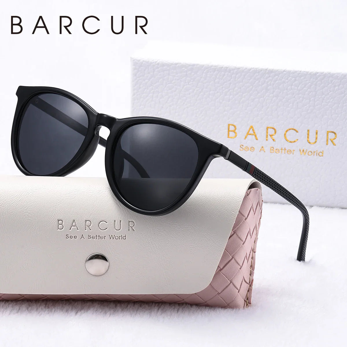 Stevvex BARCUR round polarized UV400 mirror sunglasses for women with fashionable design and reflective lenses.