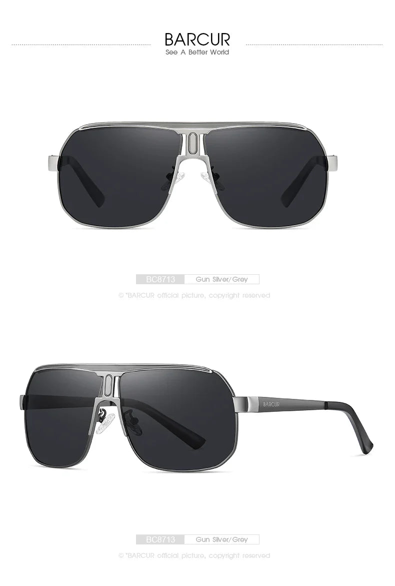 BARCUR Polarized Oval Sunglasses – UV400 Men's