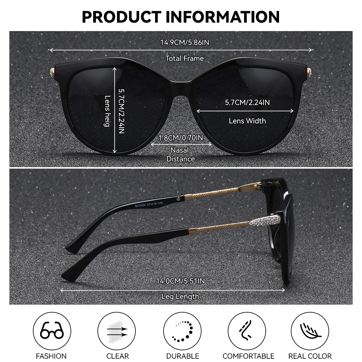 Women's Polarized Cat Eye Sunglasses – UV400 Retro Round Frame