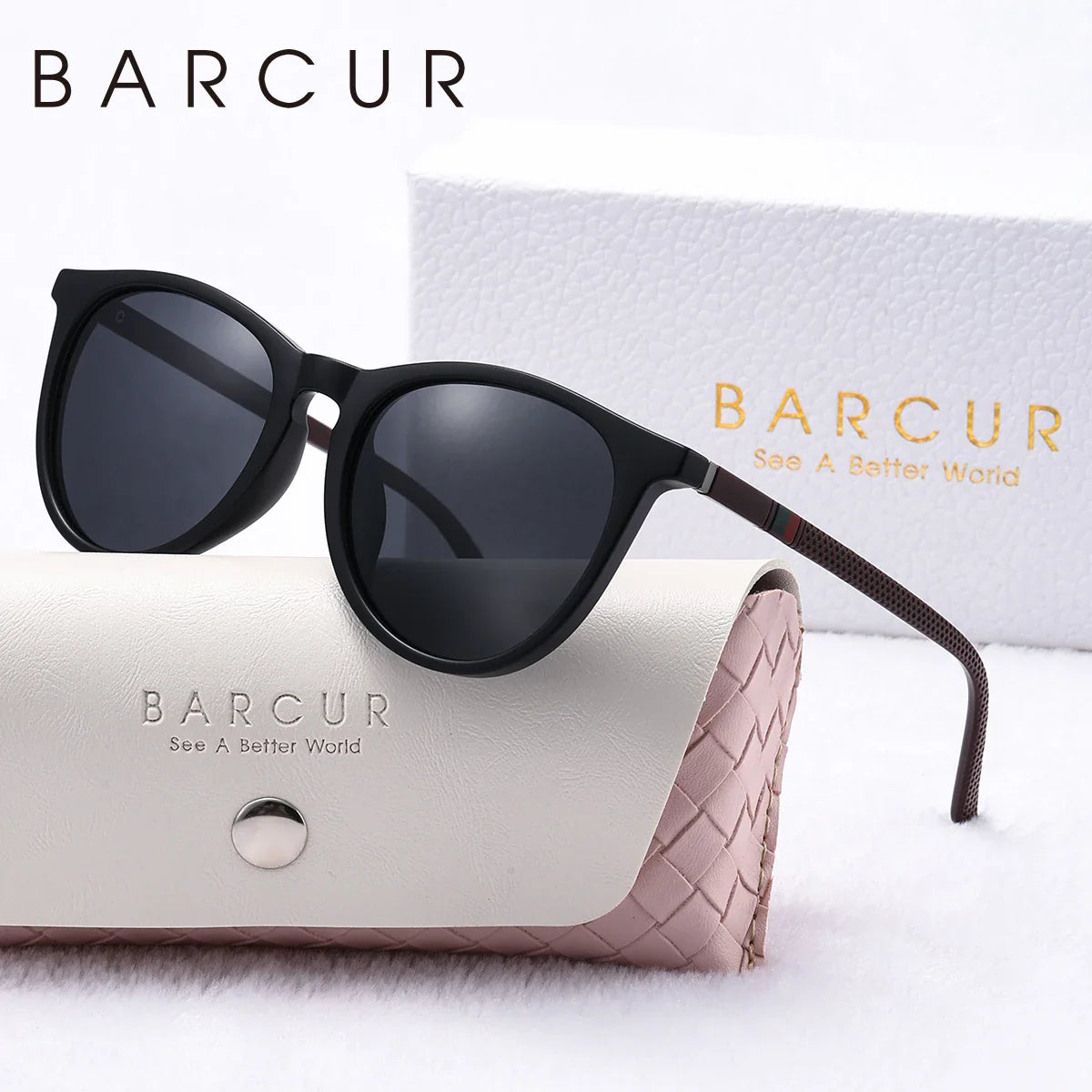 Stevvex BARCUR fashion round polarized UV400 mirror sunglasses for women, with reflective lenses and stylish frame.