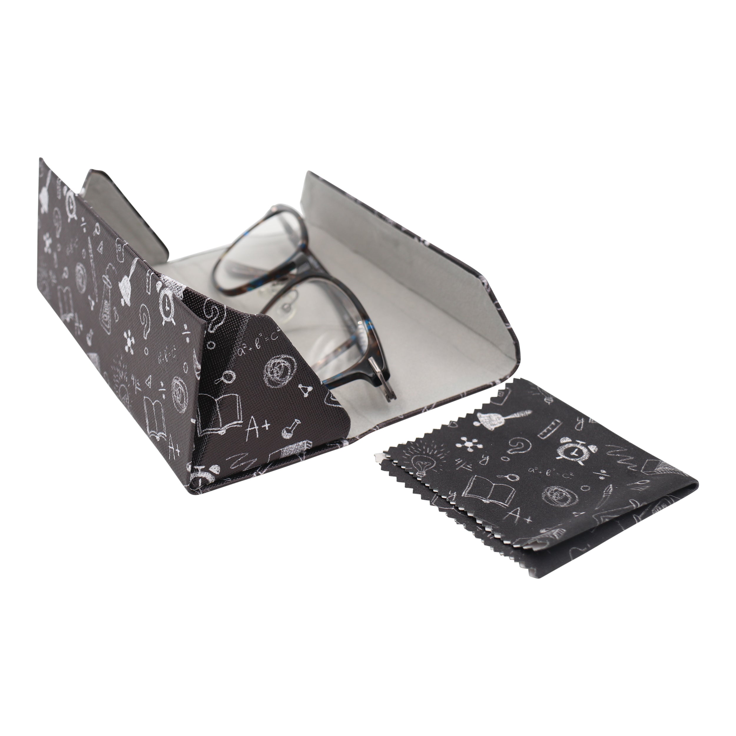 Science Print Vegan Leather Glasses Case