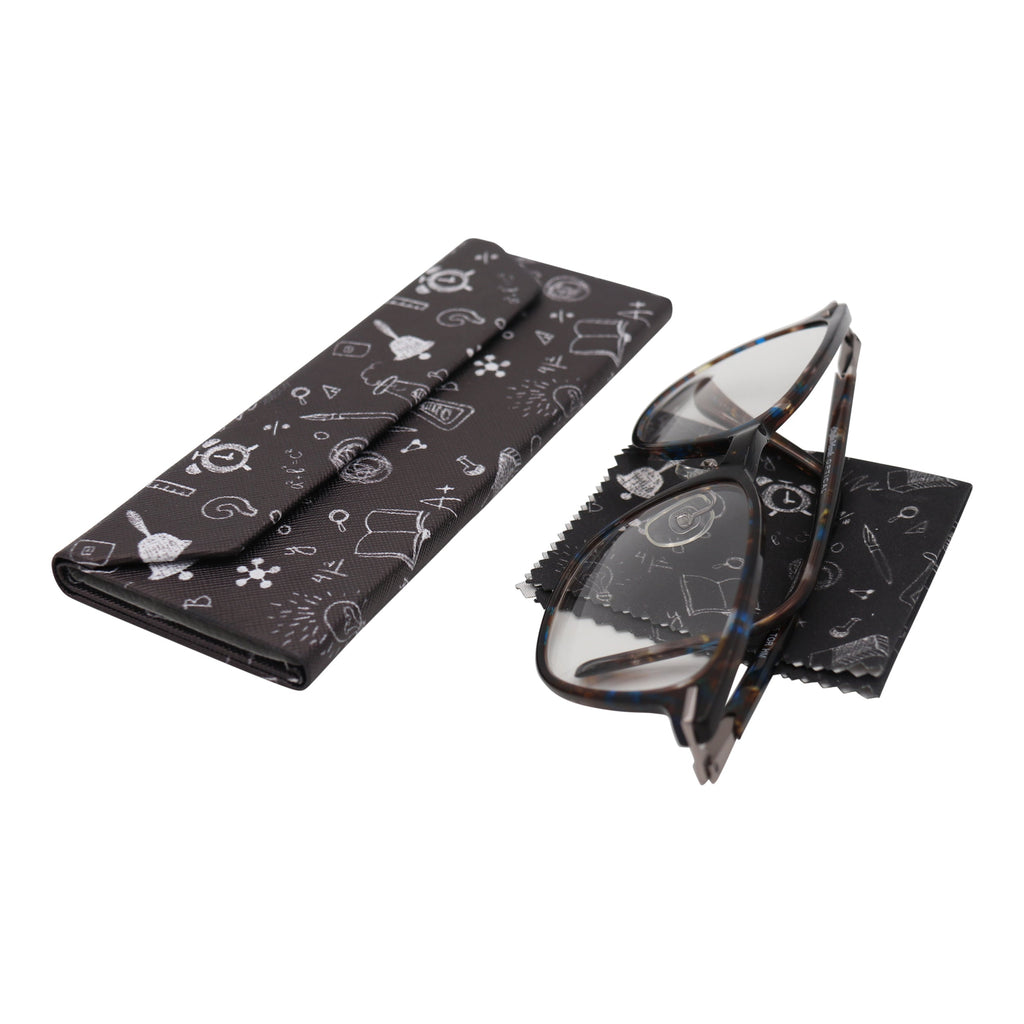 Science Print Vegan Leather Glasses Case