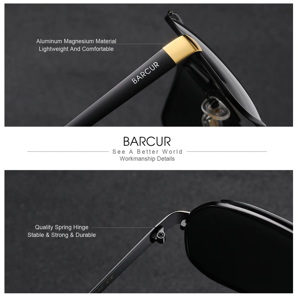 Stevvex BARCUR polarized UV400 gradient sunglasses with tinted lenses and sleek black frame, designed for sun protection and style.