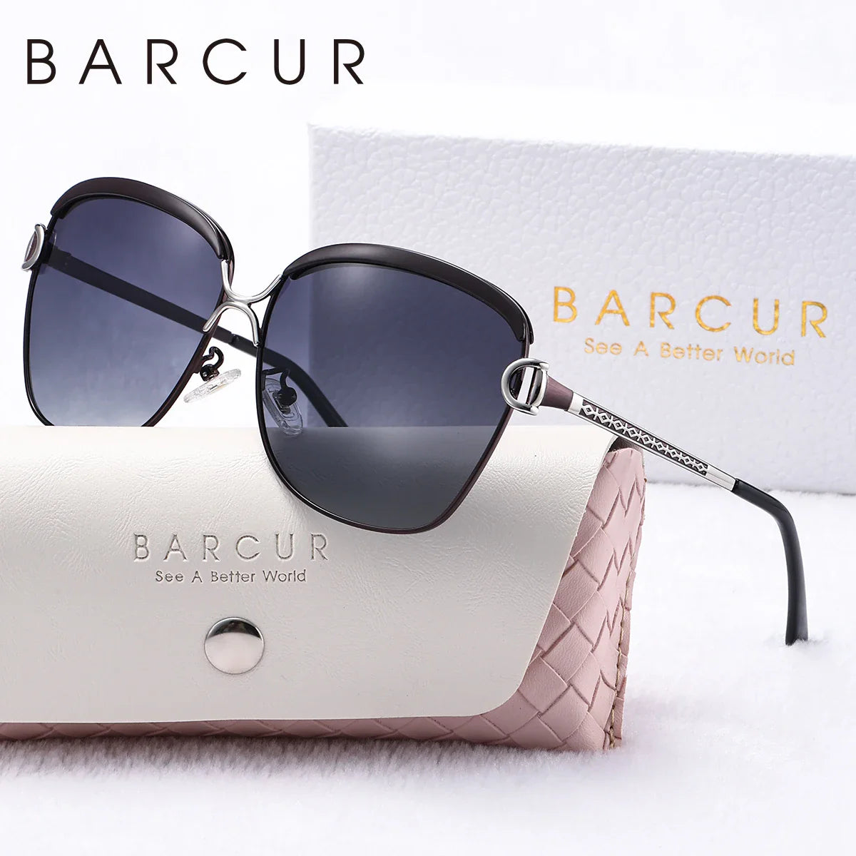BARCUR Fashion Polarized Metal Frame UV400 Sunglasses
